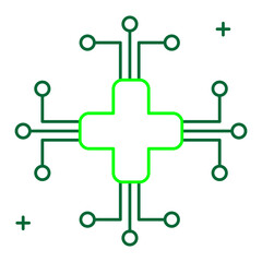 AI Medical Technology and Healthcare Vector Icon Design, healthcare, artificial intelligence, healthcare solutions, digital health