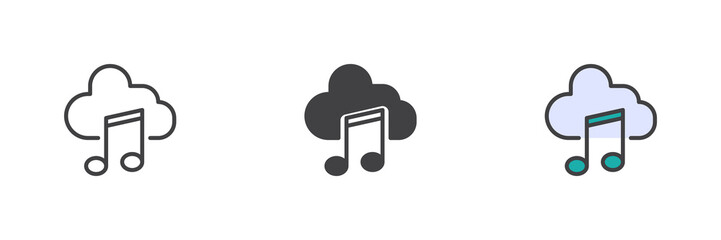 Music cloud different style icon set