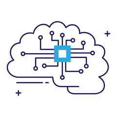 Smart Brain and Digital Intelligence Vector Icon Design, AI brain, artificial intelligence, brain technology, neural networks