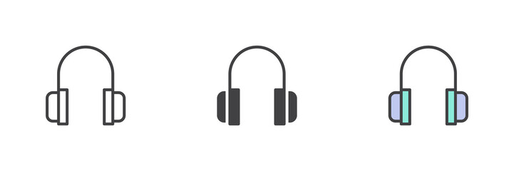 Headphones different style icon set