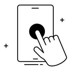 Mobile Navigation and Interaction Vector Icon Design, smartphone, user gestures, app navigation, mobile control, touchscreen