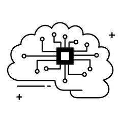 Machine Learning and Digital Brain Vector Icon Design, digital brain, artificial intelligence, AI brain, neural networks, cognitive computing,