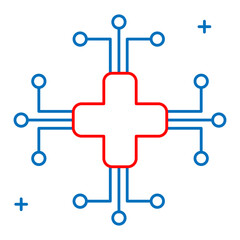 Smart Healthcare and AI Solutions Vector Icon Design, AI solutions, artificial intelligence, healthcare innovation, medical technology