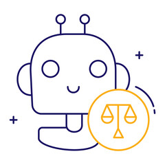 Ethical Automation and AI Responsibility Vector Icon Design, automation ethics, AI regulation, robotics law, responsible technology