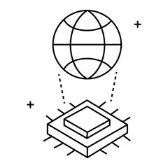 Global Ai Technology Vector Icon Design, global network, international communication, innovation, technology icons, global connectivity
