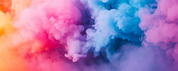 Vibrant pink and blue smoke in abstract cloud formation, artistic concept