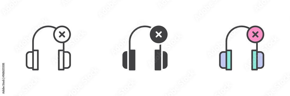 Sticker Disable Headphone different style icon set