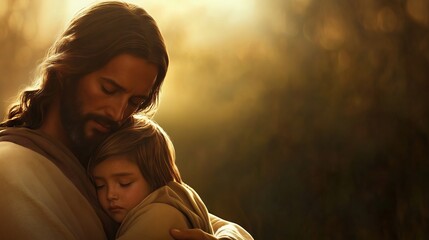 Jesus embracing a child in need	