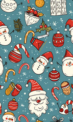 New Year and Christmas 2d cartoon or graphic advertising background, Seamless pattern