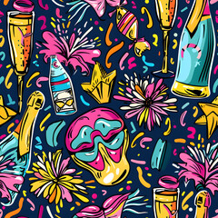 New Year and Christmas 2d cartoon or graphic advertising background, Seamless pattern