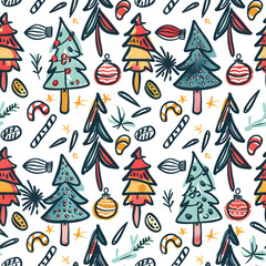New Year and Christmas 2d cartoon or graphic advertising background, Seamless pattern