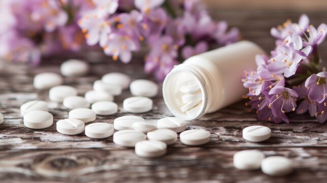 Allergy Medications: Antihistamines available as pills or sprays to reduce symptoms like itching, sneezing, and watery eyes caused by allergies for effective relief.

