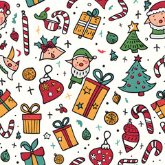 New Year and Christmas 2d cartoon or graphic advertising background, Seamless pattern