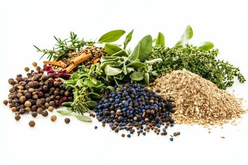 Fototapeta premium A Photo herbs and spices with isolated white background