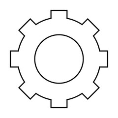 Gear with eight teeth in black outline on a white background. Ideal for technology, engineering, mechanical processes, customization, and settings icons. Simple, minimalist style.