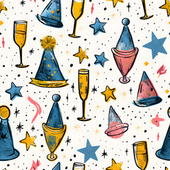 New Year and Christmas 2d cartoon or graphic advertising background, Seamless pattern