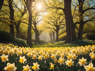 Obraz premium field of daffodils