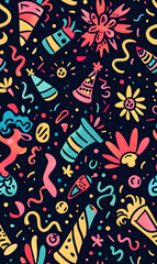 New Year and Christmas 2d cartoon or graphic advertising background, Seamless pattern