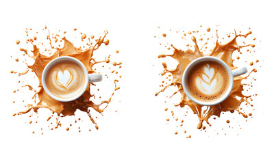 Coffee splash, Hot coffee, coffee mugs on Transparent background