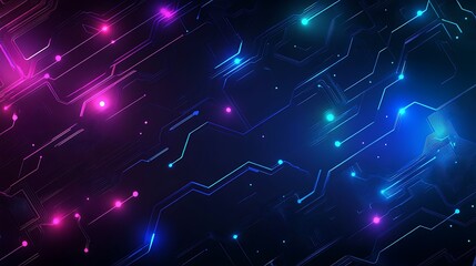 Obraz premium Abstract Circuit Board with Glowing Blue and Pink Lines