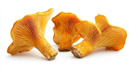 Freshly Harvested Chanterelle Mushrooms on a Clean White Background Ready for Culinary Use