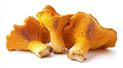 Freshly Harvested Chanterelle Mushrooms Arranged Neatly on a White Surface Ready for Cooking