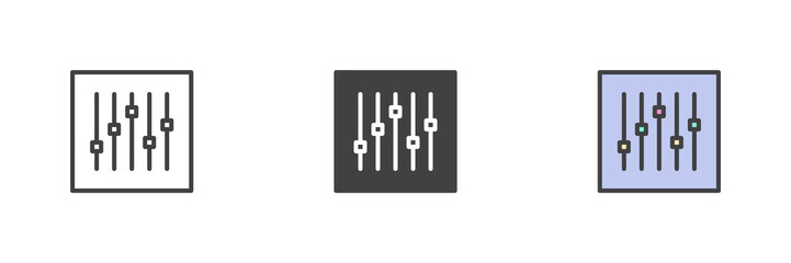 Sound mixer console different style icon set