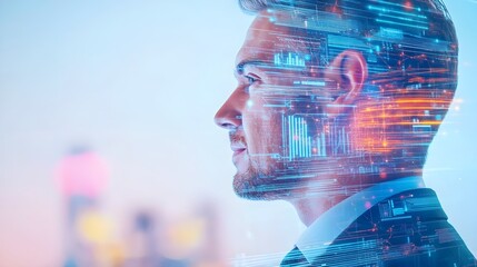 Futuristic Man Digital Interface Technology