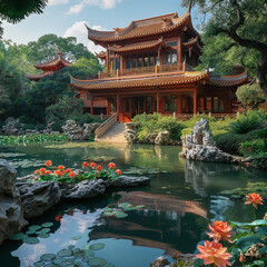 Fototapeta premium A classical Chinese garden located in the Old City of Shanghai