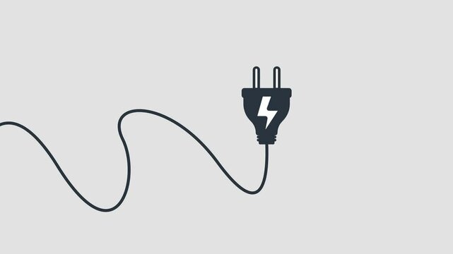 Electric plug icon, electricity power supply cable icon animation. 4k