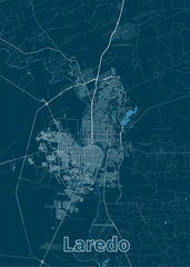 Laredo, Texas, USA artistic blueprint map poster