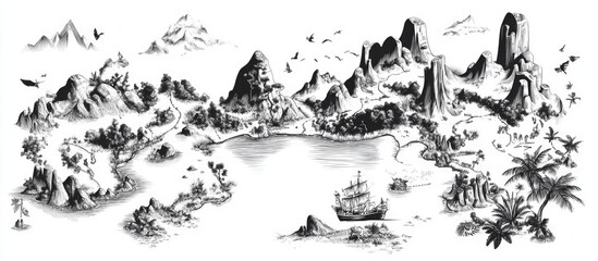 Obraz premium Black and white maps representing a geographical area