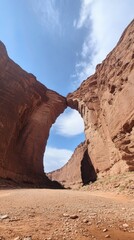 Fototapeta premium A giant stone arch towering within a canyon, shaped and worn by centuries of wind and water erosion.