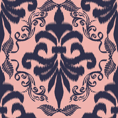 Ikat seamless pattern, geometric design, motif ethnic handmade, Ikat ethnic tribal, boho colors seamless wallpaper. Ethnic Ikat abstract background art, greeting cards, printing products.