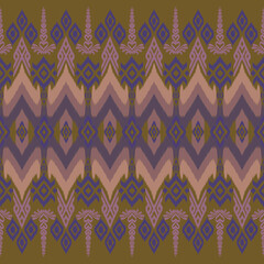 Ikat seamless pattern, geometric design, motif ethnic handmade, Ikat ethnic tribal, boho colors seamless wallpaper. Ethnic Ikat abstract background art, greeting cards, printing products.