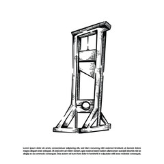 Vintage sketch art guillotine medieval execution machine vector illustration
