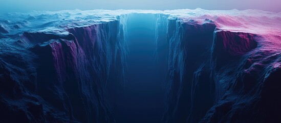 Fototapeta premium Deep dark abyss symbolizing a rift or gap Themes of problems crises obstacles and disasters presented in a flat design style 3D illustration