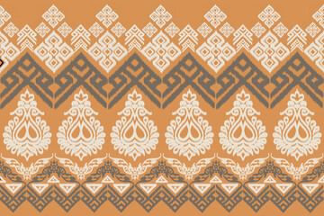Ikat seamless pattern, geometric design, motif ethnic handmade, Ikat ethnic tribal, boho colors seamless wallpaper. Ethnic Ikat abstract background art, greeting cards, printing products.