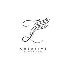 Letter Z leaf logo for beauty, fashion, and cosmetics.