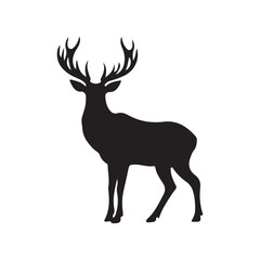 deer silhouette, wild deer silhouettes in flat style isolated on white background. Vector illustration