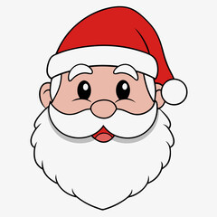 A cartoon illustration of Santa Claus with his beard and hat