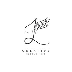 Letter L leaf logo for beauty, fashion, and cosmetics.