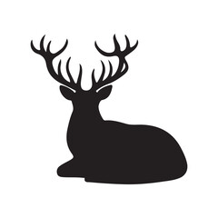 deer silhouette, wild deer silhouettes in flat style isolated on white background. Vector illustration