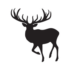 deer silhouette, wild deer silhouettes in flat style isolated on white background. Vector illustration