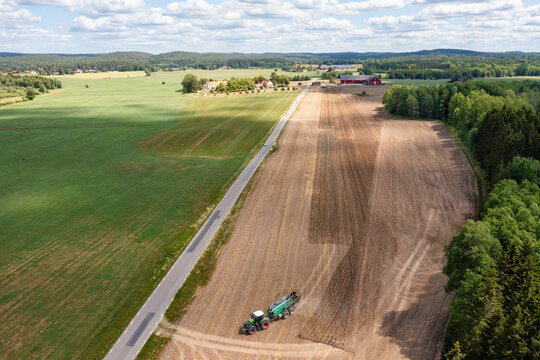 Plowed field on agricultural land