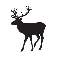 deer silhouette, wild deer silhouettes in flat style isolated on white background. Vector illustration