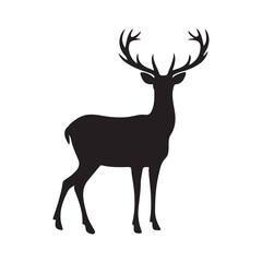 deer silhouette, wild deer silhouettes in flat style isolated on white background. Vector illustration
