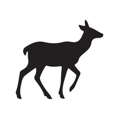 deer silhouette, wild deer silhouettes in flat style isolated on white background. Vector illustration