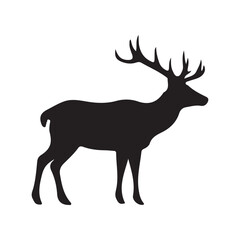 deer silhouette, wild deer silhouettes in flat style isolated on white background. Vector illustration