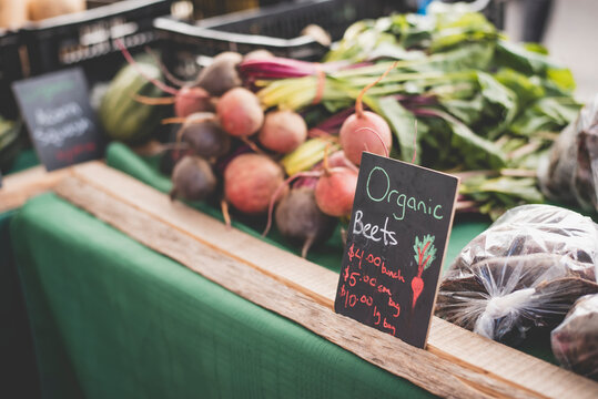Bunch of beet for sale at market stall